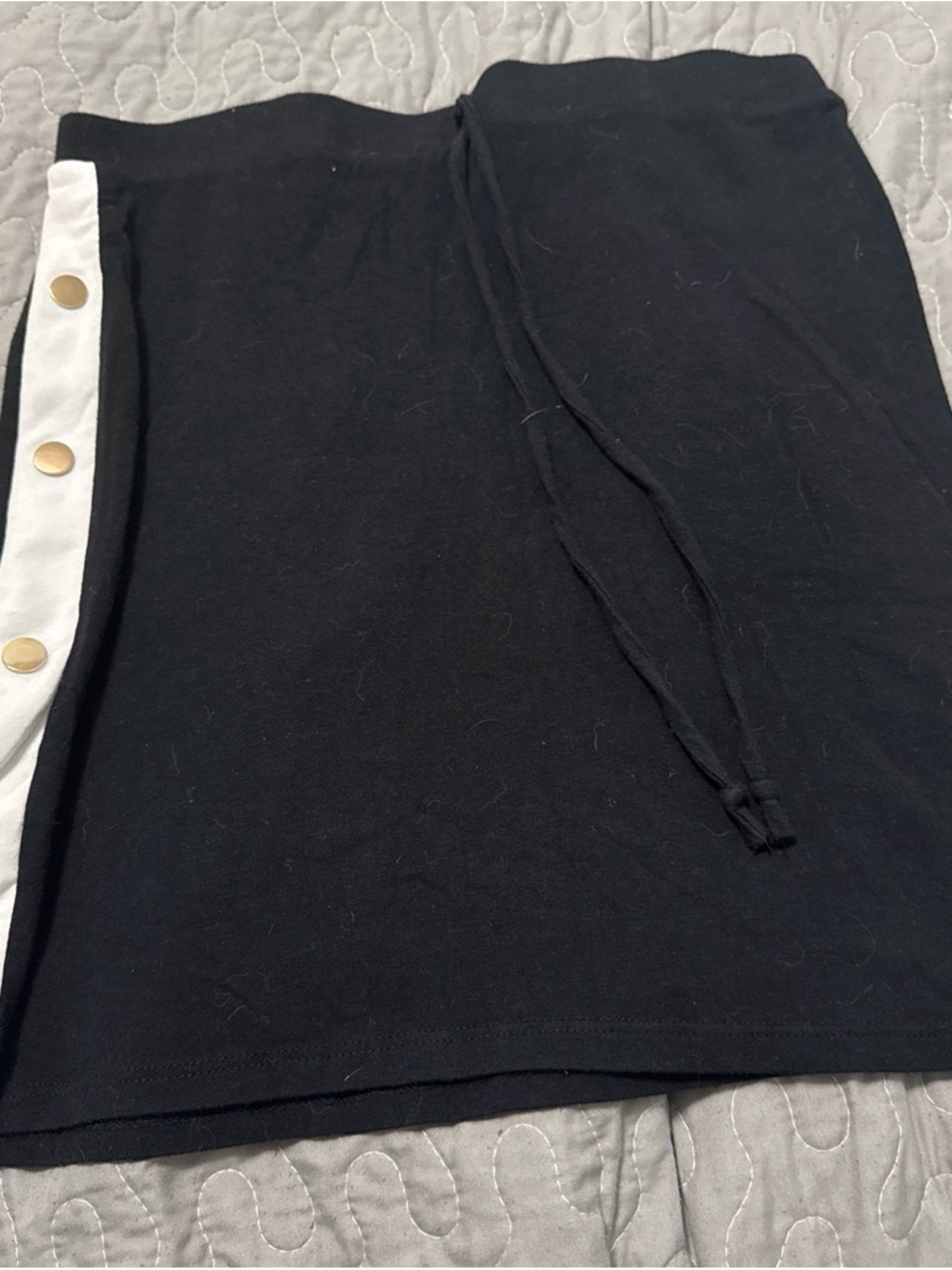 Heart & Hips Black Mini Skirt with White Snap-Trim